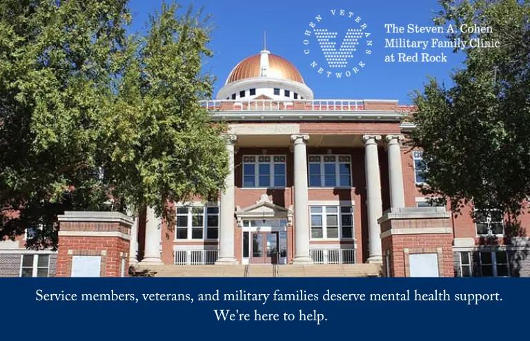 Government building in Lawton, OK; The Steven A. Cohen Military Family clinic at Red Rock; Service members, veterans, and military families deserve mental health support. We’re here to help.